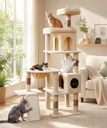 68 Inches Heavy Duty Cat Tree for Indoor Cat, Big Cat Tower with Sisal Scratching Posts and Top Perch, Large Platform for Adult Cats, PMT02GY, Grey in Kuwait