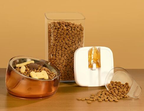 Felli Flip Tite Pet Food Container with Airtight Lids, BPA FREE Acrylic Canister with Paw Bone Fish Flip Top Handles for Cat Dog Kibble Treats Storage, Keep Fresh (Pet Collection Nest-L3pk) in Kuwait