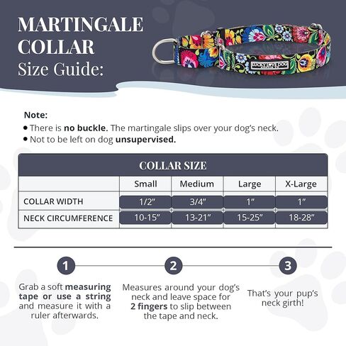 Lucky Love Dog Martingale Dog Collar - Adjustable, No-Slip, Durable, & Soft Webbing Collar for Male and Female Dogs Ideal for Training & Walking - Blackbird, Medium in Kuwait