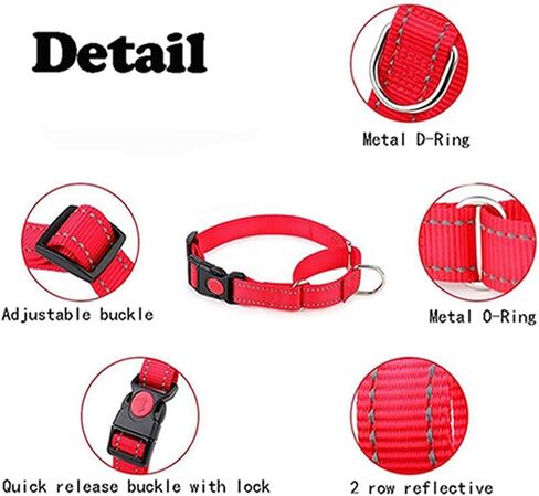 Reflective Martingale Collar for Dogs with Buckle,Red XL in Kuwait