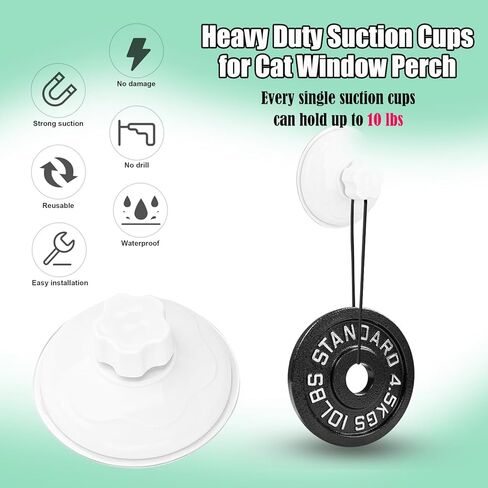 4 Pack Cat Window Perch Suction Cup, Strong Adhesive Replacement Suction Cup with Screws for Foldable & Cordless Cat Window Hammock Seat (Transparent, 85mm Plastic Screws) in Kuwait