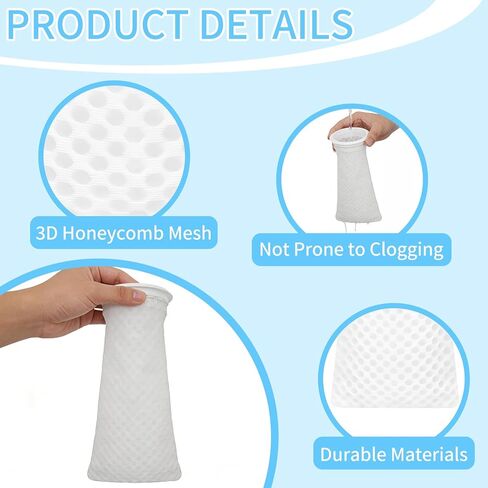 12 Pack Filter Socks, Reusable 4 Inch 3D Honeycomb Mesh Filter Bags for Aquarium Sump, Saltwater and Freshwater Fish Tank, Reef Tank, White in Kuwait