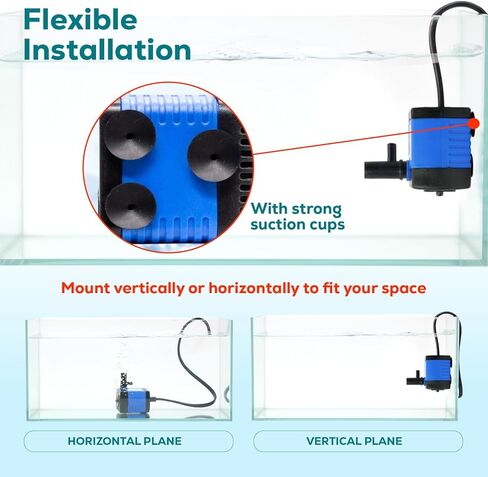 Aqua Dream 80 GPH Submersible Pump - 4.5W Adjustable Ultra Quiet Water Pump for Aquariums and Fountains, 2.25ft Max Lift, Indoor/Outdoor Hydroponic Fish Tank Pump - 1 Pc in Saudi Arabia