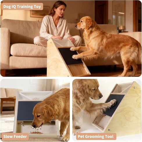 Dog Scratch Pad for Nails: Quiet Dog Scratch Board with Treats, Easy Change Dog Nail Board with 2 Sandpaper Sheets, Interactive Paw Nail Scratcher & Slow Feeder Toy (Creamy White) in Kuwait