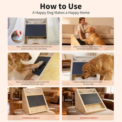 Dog Scratch Pad for Nails: Quiet Dog Scratch Board with Treats, Easy Change Dog Nail Board with 2 Sandpaper Sheets, Interactive Paw Nail Scratcher & Slow Feeder Toy (Creamy White) in Kuwait