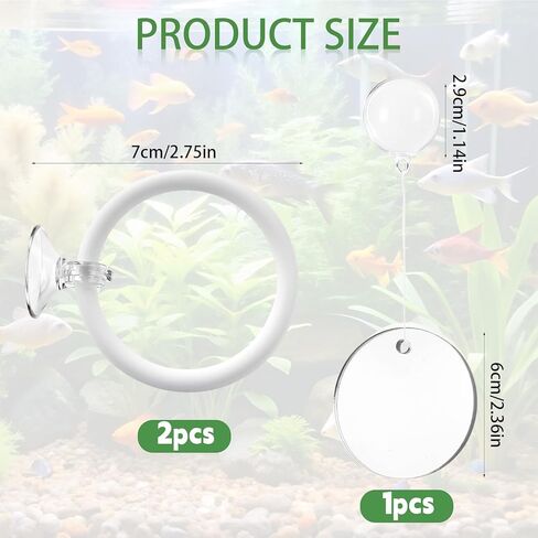 Betta Fish Tank Accessories, 2 Pcs Betta Exercise Ring and Bettas Mirror with Floating Ball, Plastic Bettas Fish Toys for Enrichment Aquarium, Fish Training & Play in Kuwait