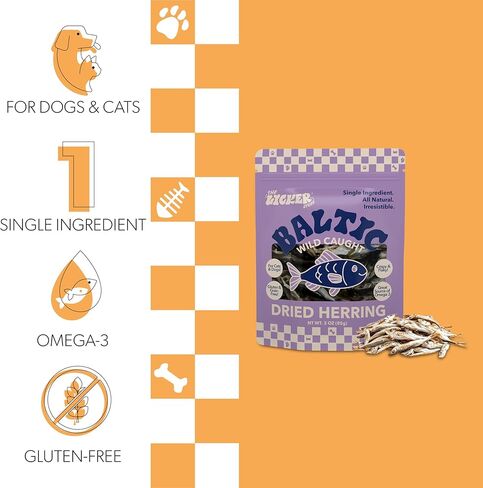DTS5002A-3OZ Air Dried Natural Baltic Herring Crunchy Treats for Dogs & Cats, High Protein Omega-3 Fish Snacks, Single Ingredient Gluten & Grain Free, Healthy Training Treats, 3oz Bag in Saudi Arabia