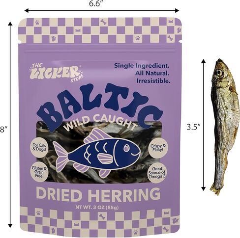 DTS5002A-3OZ Air Dried Natural Baltic Herring Crunchy Treats for Dogs & Cats, High Protein Omega-3 Fish Snacks, Single Ingredient Gluten & Grain Free, Healthy Training Treats, 3oz Bag in Saudi Arabia