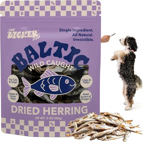 DTS5002A-3OZ Air Dried Natural Baltic Herring Crunchy Treats for Dogs & Cats, High Protein Omega-3 Fish Snacks, Single Ingredient Gluten & Grain Free, Healthy Training Treats, 3oz Bag in Saudi Arabia