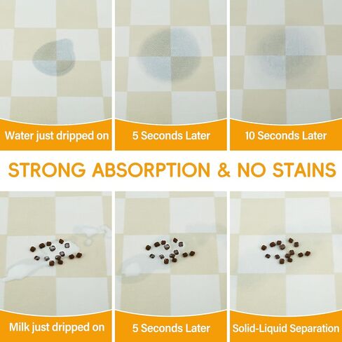 Absorbent Checkered Dog Food Mat, Leakproof Quick-Dry Pet Feeding Mat Cat Food Mat 12" x 19" Beige for Food & Water Bowls, Easy-Clean Pet Bowl Mat for Dogs & Cats, Kitchen, Home or RV Use in Kuwait