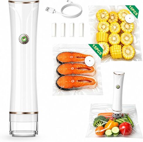 Handheld Cordless Vacuum Sealer Machine, Automatic Portable Food Sealer with 30 Reusable Bags, Multi-function Mason Jar Vacuum Sealer for Food Preservation Meal Prep in Kuwait