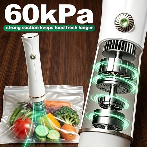 Handheld Cordless Vacuum Sealer Machine, Automatic Portable Food Sealer with 30 Reusable Bags, Multi-function Mason Jar Vacuum Sealer for Food Preservation Meal Prep in Kuwait