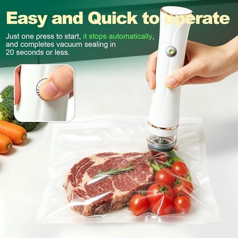 Handheld Cordless Vacuum Sealer Machine, Automatic Portable Food Sealer with 30 Reusable Bags, Multi-function Mason Jar Vacuum Sealer for Food Preservation Meal Prep in Kuwait
