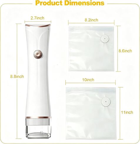 Handheld Cordless Vacuum Sealer Machine, Automatic Portable Food Sealer with 30 Reusable Bags, Multi-function Mason Jar Vacuum Sealer for Food Preservation Meal Prep in Kuwait