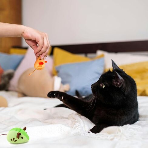 Andiker 5 Pcs Cat Mouse Toys, Soft Cat Plush Toy with Fruit Pattern Interactive Cat Toys for Indoor Cats and Kittens to Bite Chew Scratch in Kuwait