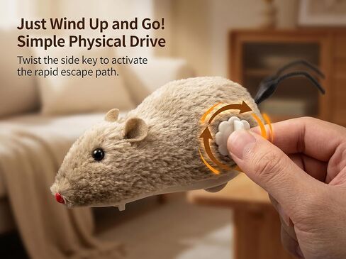 ​4 Pcs Wind Up Cat Toy Mouse - Self-Moving Furry Mice with Realistic Tails, Interactive Chase Toys for Indoor Cats & Kittens, Exercise Mice for Boredom Busting​ in Kuwait