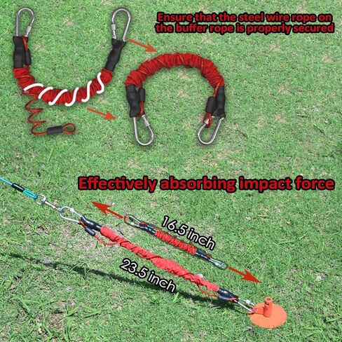 Heavy Duty Dog Tie-Out Bungee Cord, Shock Absorbing Elastic Buffer Extension with Dual Locking Carabiners, Red Stretch Leash for Outdoor Stake, Yard, Camping & Large Dogs in Kuwait
