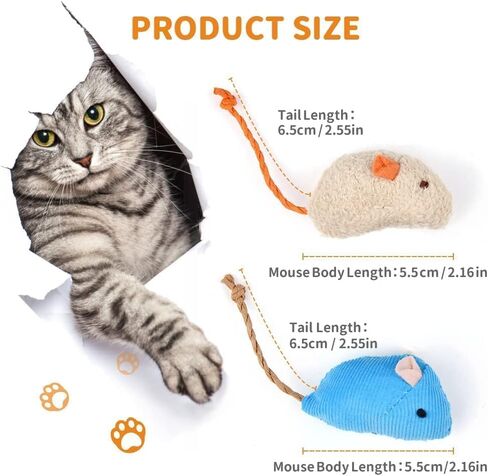 Hemsyc 10 Pack Cat Mouse Toy with Fur, Feather, and Rattle Sounds - Interactive Catnip Mice for Chasing, Hunting, Exercising (Color Random) in Kuwait