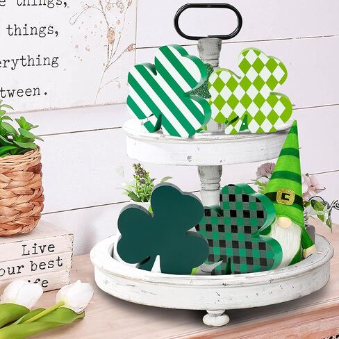 Sggvecsy St Patricks Day Decorations Shamrock Buffalo Plaid Wooden Hanging Door Sign with Lucky Clover Farmhouse Rustic Door Decoration with Bowknot for Front Door Home Indoor Outdoor in Saudi Arabia
