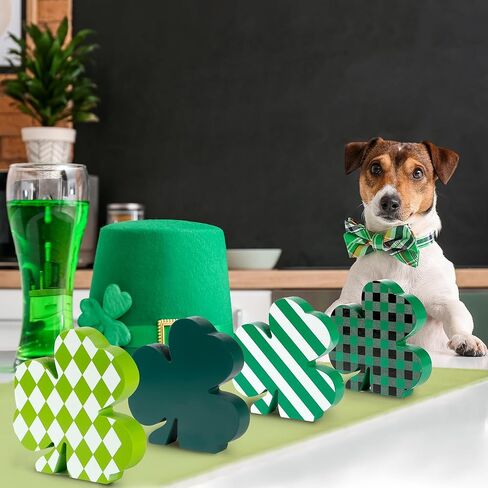 Sggvecsy St Patricks Day Decorations Shamrock Buffalo Plaid Wooden Hanging Door Sign with Lucky Clover Farmhouse Rustic Door Decoration with Bowknot for Front Door Home Indoor Outdoor in Saudi Arabia