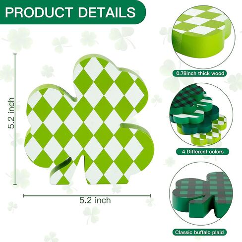 Sggvecsy St Patricks Day Decorations Shamrock Buffalo Plaid Wooden Hanging Door Sign with Lucky Clover Farmhouse Rustic Door Decoration with Bowknot for Front Door Home Indoor Outdoor in Saudi Arabia
