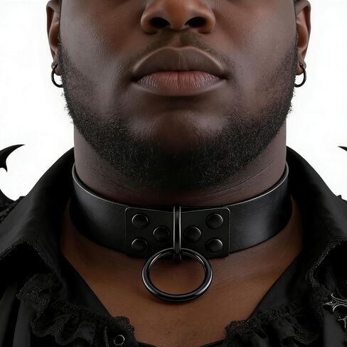 Black Geometric Gothic Leather Collar Choker Necklace Fashion Punk Jewelry Accessories Set for Unisex in Kuwait