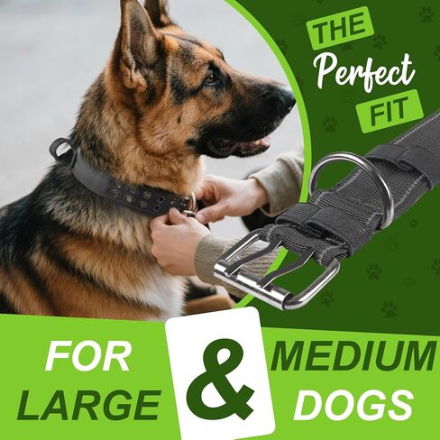 2026 Tactical Airtag Dog Collar, Reflective Dog Collar with Airtag Holder with Control Handle and Metal Buckle, Adjustable Military Waterproof GPS Dog Collar for Medium Large Dogs (Black, L) in Kuwait