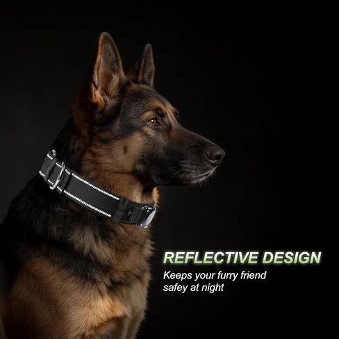 2026 Tactical Airtag Dog Collar, Reflective Dog Collar with Airtag Holder with Control Handle and Metal Buckle, Adjustable Military Waterproof GPS Dog Collar for Medium Large Dogs (Black, L) in Kuwait