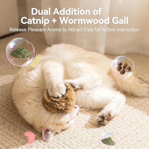 UBIETY Rabbit Fur Cat Toy Ball, Rabbit Soft Fluffy Cat, Furry Toy Washable Ball, Chasing and Indoor Exercise, Fun to Chase Kicking & Indoor Exercise Bonding(6pcs) in Saudi Arabia