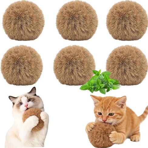 UBIETY Rabbit Fur Cat Toy Ball, Rabbit Soft Fluffy Cat, Furry Toy Washable Ball, Chasing and Indoor Exercise, Fun to Chase Kicking & Indoor Exercise Bonding(6pcs) in Kuwait