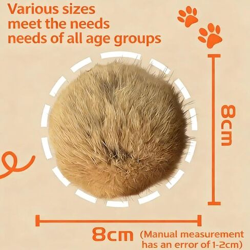 UBIETY Rabbit Fur Cat Toy Ball, Rabbit Soft Fluffy Cat, Furry Toy Washable Ball, Chasing and Indoor Exercise, Fun to Chase Kicking & Indoor Exercise Bonding(6pcs) in Kuwait