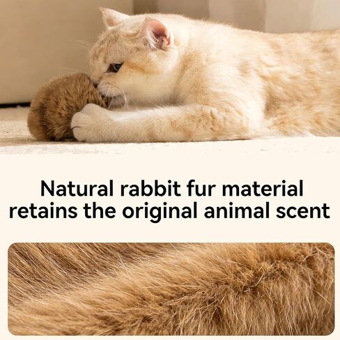 UBIETY Rabbit Fur Cat Toy Ball, Rabbit Soft Fluffy Cat, Furry Toy Washable Ball, Chasing and Indoor Exercise, Fun to Chase Kicking & Indoor Exercise Bonding(6pcs) in Kuwait
