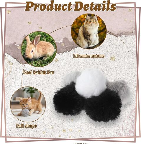 12 Pcs Fur Cat Toys Ball, Fuzzy Fur Ball Cat Toy, Soft Balls Furs Pom Poms Pet Supplies(Gray+Black+White) in Kuwait