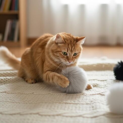 12 Pcs Fur Cat Toys Ball, Fuzzy Fur Ball Cat Toy, Soft Balls Furs Pom Poms Pet Supplies(Gray+Black+White) in Kuwait