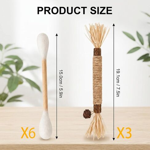 Qtip Cat Toy, Giant Qtip Cat Toy, 9 Pcs with Cotton Swab Design, Interactive Play for Indoor Cats and Kittens, Dental Teething Support and Catnip Entertainment in Kuwait