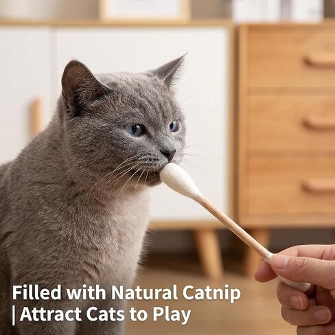 Qtip Cat Toy, Giant Qtip Cat Toy, 9 Pcs with Cotton Swab Design, Interactive Play for Indoor Cats and Kittens, Dental Teething Support and Catnip Entertainment in Kuwait