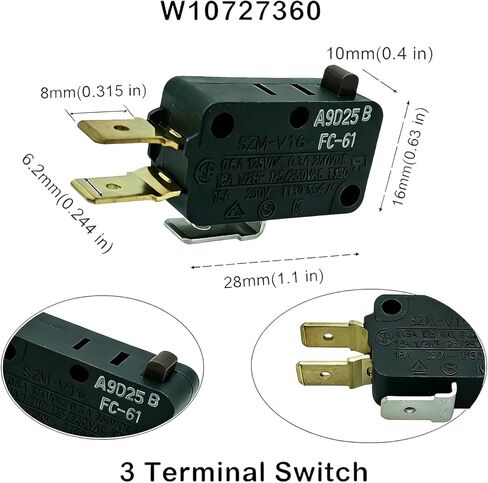 مفتاح باب الميكروويف W10727360 W10269458 W10269460، متوافق مع ميكروويف ويرلبول SZM-V16-FC-61 SZM-V16-FC-62 SZM-V16-FC-63 (3 عبوات) in Kuwait