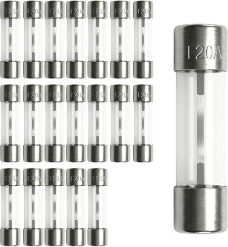 Microwave Fuse 20 Amp 250V 0.24 x 1.2 inches(6x30mm) Replacement Fuse for Microwave Oven Repair, Nickel-Plated Brass End Caps, Glass Tube, Pack of 20 in Kuwait