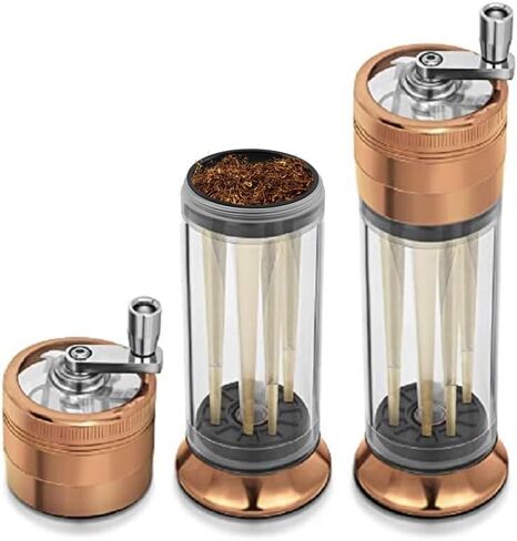 3-in-1 Spice Grinder Hand Crank Loader Roller Crusher Filler Flower Buds Milling Grinding Storage with Magnetic Lid in Kuwait