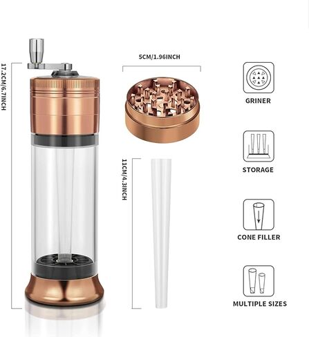 3-in-1 Spice Grinder Hand Crank Loader Roller Crusher Filler Flower Buds Milling Grinding Storage with Magnetic Lid in Kuwait