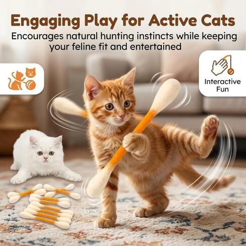 Cotton Swabs Cat Toys with Catnip, 6 Pack Giant Kitten Chew Sticks for Indoor Boredom, Durable Dental Teething Ropes,Giant Interactive Kitty for Boredom Exercise Play Anxiety Digestive Aid (Green) in Saudi Arabia