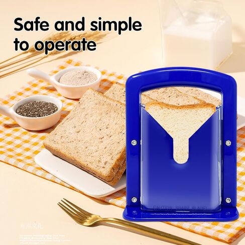 Bagel Slicer, Manual Precision Cutter with Safety Shield & Non-Slip Handle, Stainless Steel Bagel Blade, Universal Slicer (Klein Blue) in Kuwait