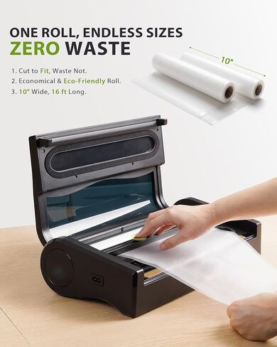 Vacuum Sealer Rolls, 10" x 16.4' Heavy Duty, BPA-Free, Customizable Size Food Storage Bags for Sous Vide, Meal Prep, Freezer & Fridge, Compatible with Most Vacuum Sealers in Kuwait