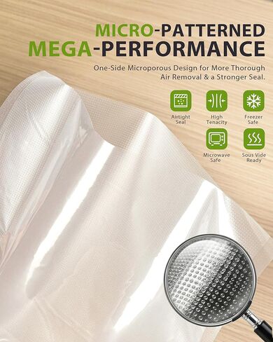 Vacuum Sealer Rolls, 10" x 16.4' Heavy Duty, BPA-Free, Customizable Size Food Storage Bags for Sous Vide, Meal Prep, Freezer & Fridge, Compatible with Most Vacuum Sealers in Kuwait