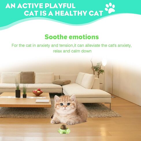Catnip Ball 4-Pack 360° Self-Rotating Rollers for Wall or Floor Mount Teeth Cleaning Anxiety Relief Catnip Play Interactive Exercise Enrichment Playtime Perfect for Multi-Cat Homes Supporting Cat in Kuwait