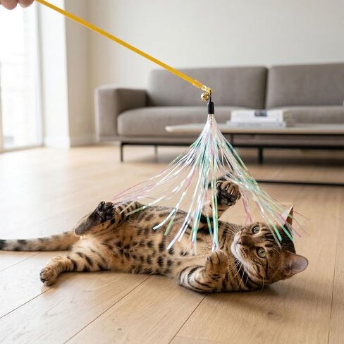8Pcs Cat Wand Toy Replacement with Bell Metallic Foil Tassel, 9Inch Cat Wand Attachments for Most Cats Indoor Cats Interactive Chase Exercise, 4 Colors in Kuwait