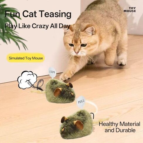 Realistic Squeaky Moving Mouse Toy for Cats - Plush Interactive Cat Toy with Sound, Automatic Electronic Cat Toy for Indoor Play, Alleviates Boredom (Ideal for Kittens & Adult Cats) in Kuwait