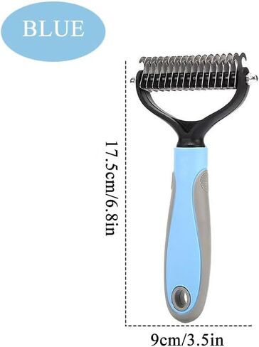2-Sided Dematting & Deshedding Comb for Dogs & Cats, Versatile Undercoat Detangler Brush for Shedding, Matted Hair & Fur Remover Tool, Stress-Free Pet Grooming Rake in Kuwait