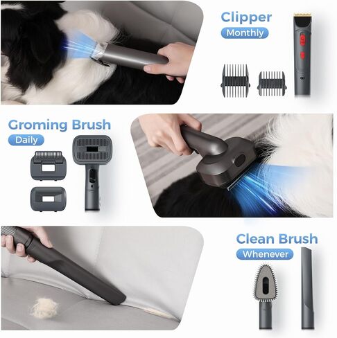 Pet Grooming Vacuum,15kpa Dog Vacuum for Shedding Grooming with Large Dust Cup for Long-Haired Dogs and Cats Home Brush and Groomer with 6 Attachments,Super Quiet, 6 Suction Levels in Kuwait