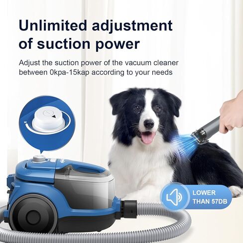 Pet Grooming Vacuum,15kpa Dog Vacuum for Shedding Grooming with Large Dust Cup for Long-Haired Dogs and Cats Home Brush and Groomer with 6 Attachments,Super Quiet, 6 Suction Levels in Kuwait